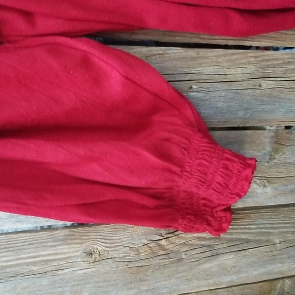Hot Red Sauci Plus 2X Peasant Boho Smocked Waist Cuffs Blouse - Picture 3 of 7